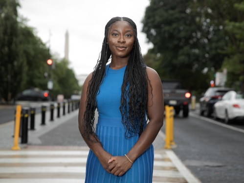 Grace Asare in front of Washington monument